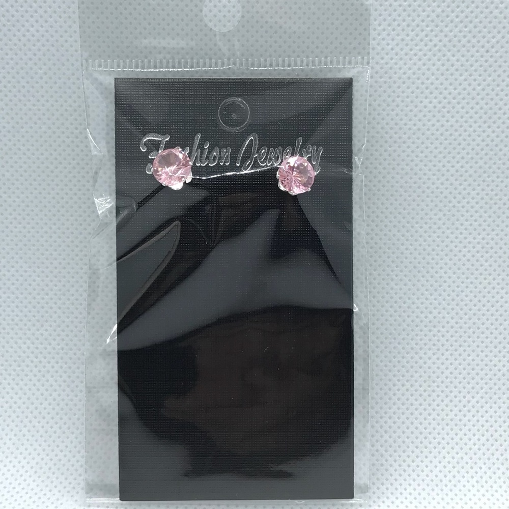 New round pink stainless steel earrings 10mm